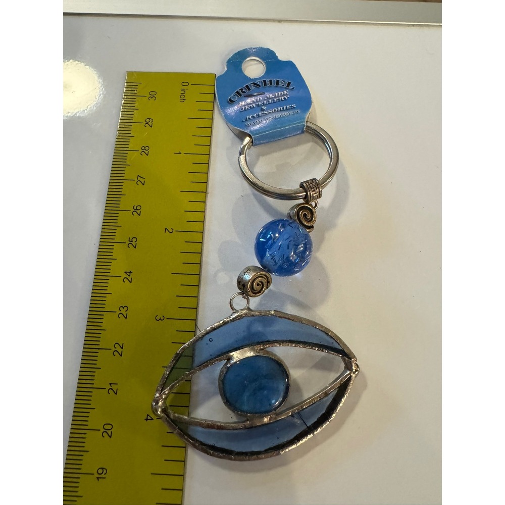 Orinhel Blue Stained Glass Evil Eye‎ Keychain Handmade in Greece Nazar Charm NEW